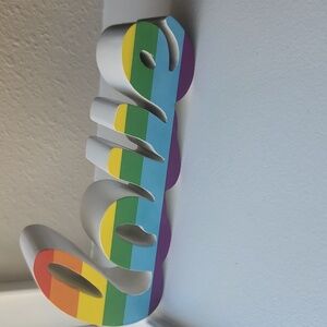Rainbow Love Sign Decor Wood